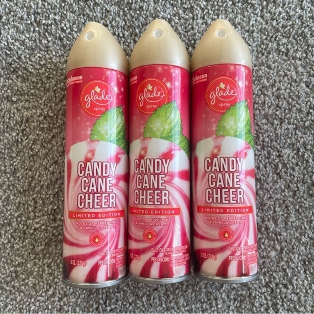3 X Glade Air Freshener Spray Candy Cane Cheer Holiday Collection 8 oz per Can